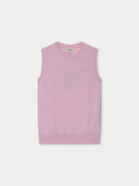 Women's Almond Blossom Cashmere Crewneck Vest  detail view on white background