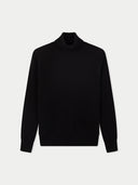 Women's Classic Cashmere Turtleneck Sweater Black detail view, on white background