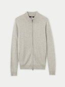Women's Grey Cashmere Full-Zip Cardigan  detail view on white background