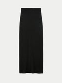Women's Cashmere Midi Skirt Black detail view on white background
