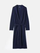 Women's Cashmere Long Robe Navy   detail view on white background
