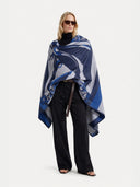White Cashmere Horse Jacquard Throw  worn by model, detail view on white background