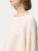 Women's Fringed Sleeve Cashmere Poncho White - Gobi Cashmere 