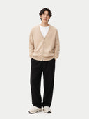 Essential Organic Cashmere Colour V-Neck Cardigan Warm Grey - Gobi Cashmere