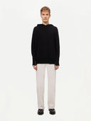 Men's Cashmere Pullover Black worn by model, front view on white background
