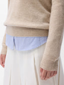 Organic Colour Essential Cashmere V-Neck Sweater Warm Grey - Gobi Cashmere