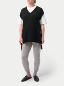 Over Bump Maternity Cashmere Knit Pants Grey worn by model, front view on white background