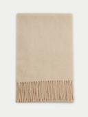 Cashmere Fringed Scarf Beige detail view on white background
