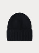 Unisex Cashmere Ribbed Chunky Beanie Black - Gobi Cashmere