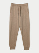 Men's Cashmere Jogger Taupe detail view on white background